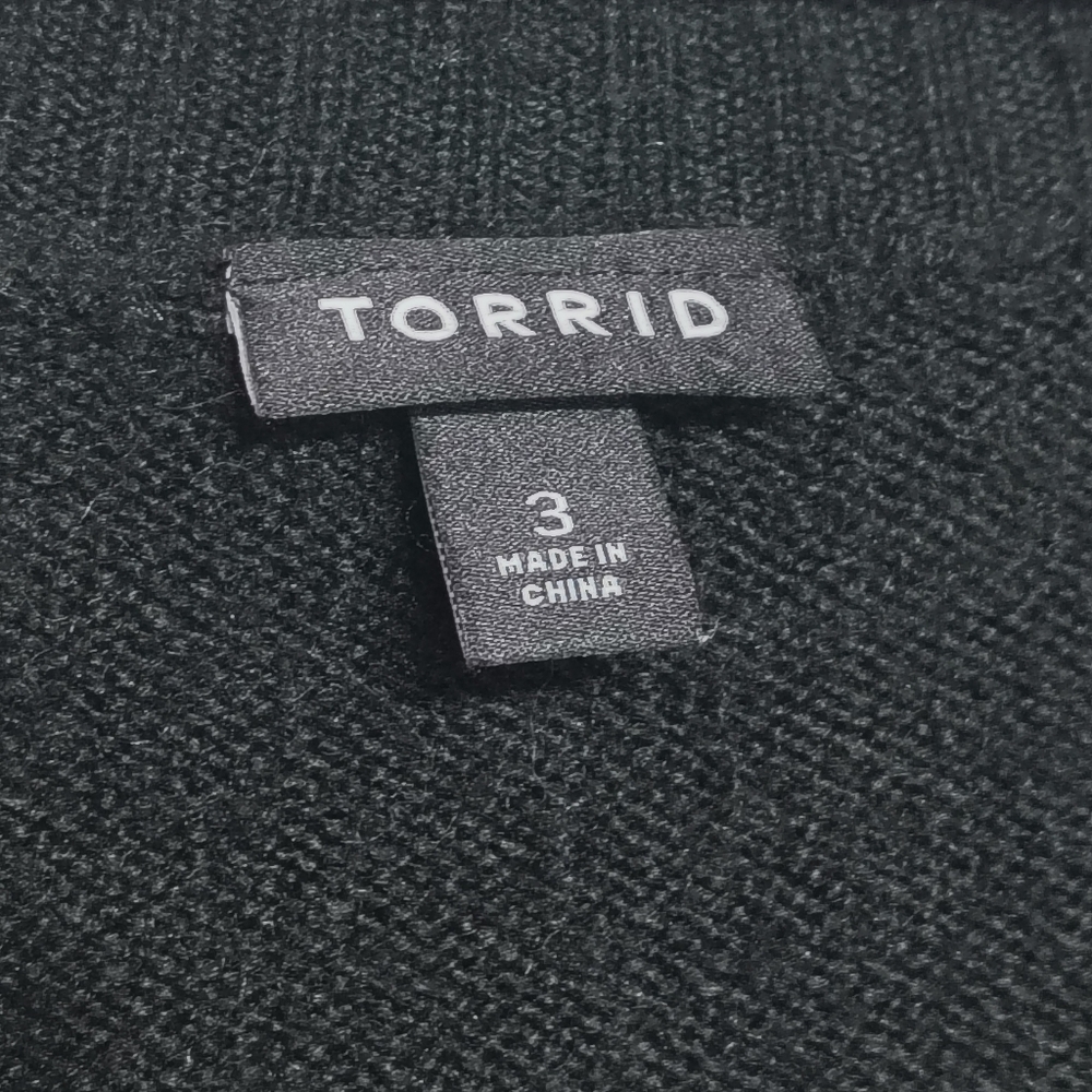 Torrid Black Vegan Cashmere V Neck Sweater   Size 3XL - Picture 5 of 7